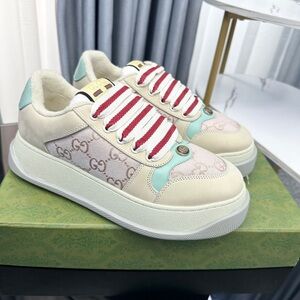 Gucci Women's Sneakers in Cream, Red, and Aqua